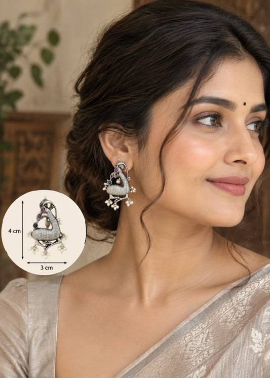 Mrig Pearl Brass Base Stud Earrings