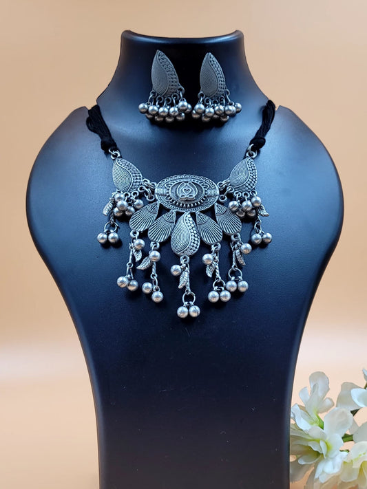 Black Polish Afghani Style Choker with Ghungroo