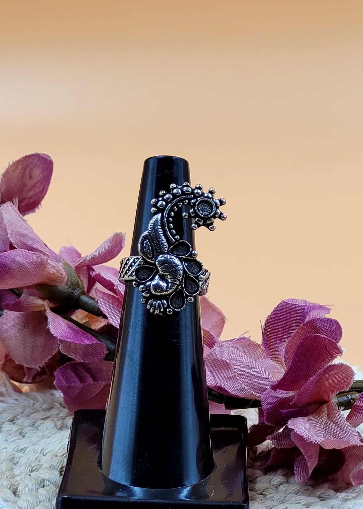 Adjustable Cute Ganesh Oxidized Finger Ring