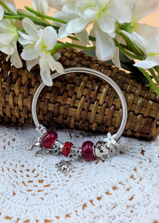 Silver Oxidized Angle Charm Bracelet