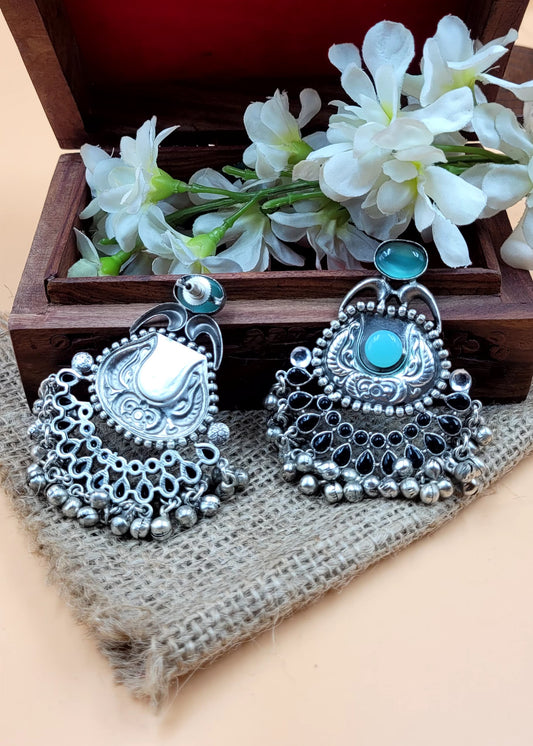 Premium Design Silver Replica Oxidised with Monalisa Stone