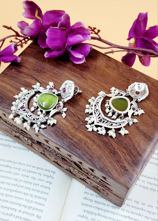 Brass Premium Diksha Green Dangler Earrings
