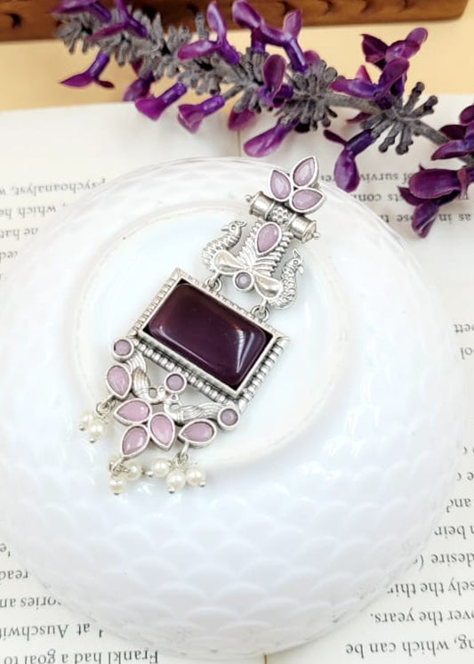 Brass Premium Ridhima Purple Dangler Earrings