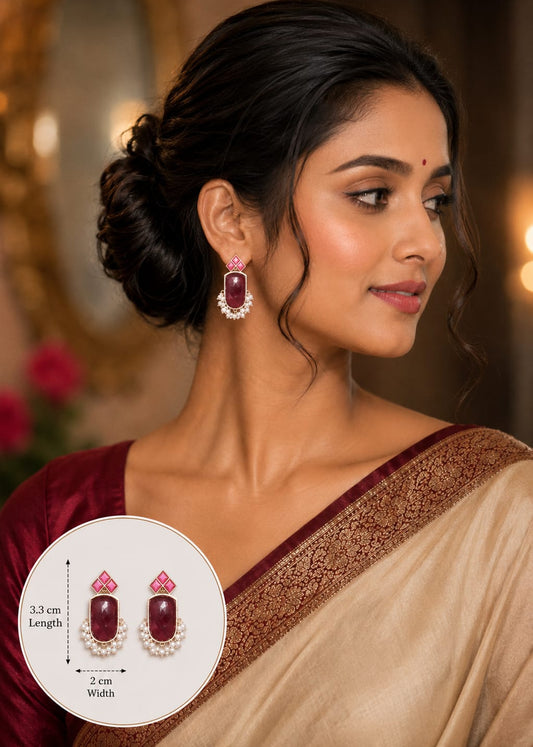 German Silver Monalisa Stone Premium Quality Studs