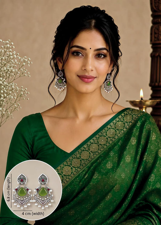 Brass Premium Diksha Green Dangler Earrings