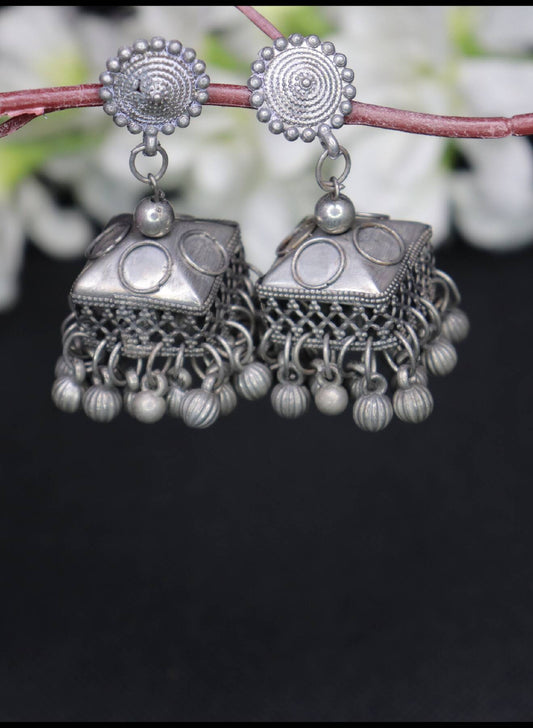 Oxidised Jhumka Style Earrings