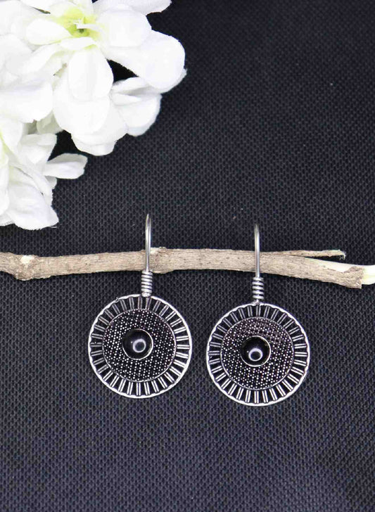 Silver wheel earring