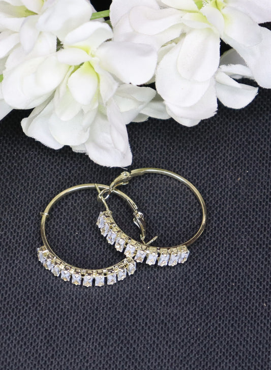 Golden Crystal Baguette Fifi Hoop Earrings