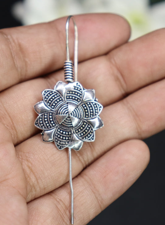 Pin bugadi oxidised silver earrings studs