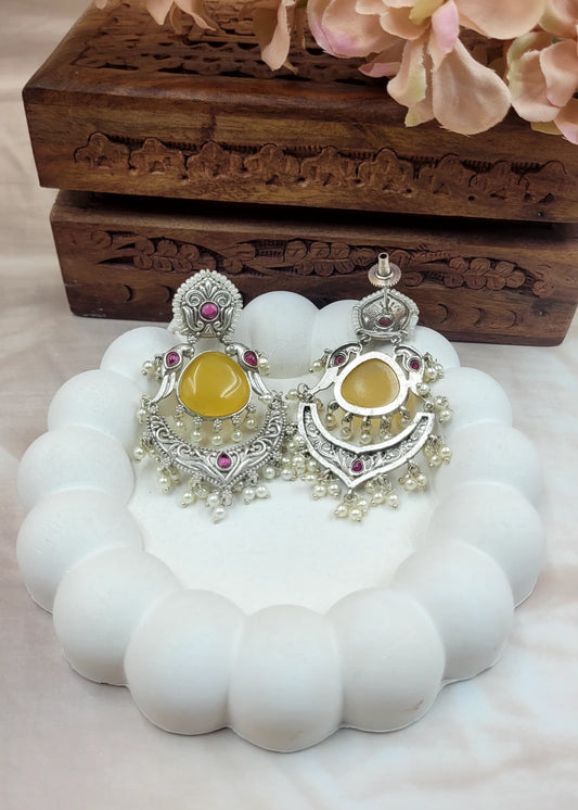 Brass Premium Diksha Yellow Dangler Earrings