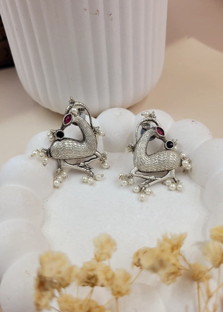 Mrig Pearl Brass Base Stud Earrings