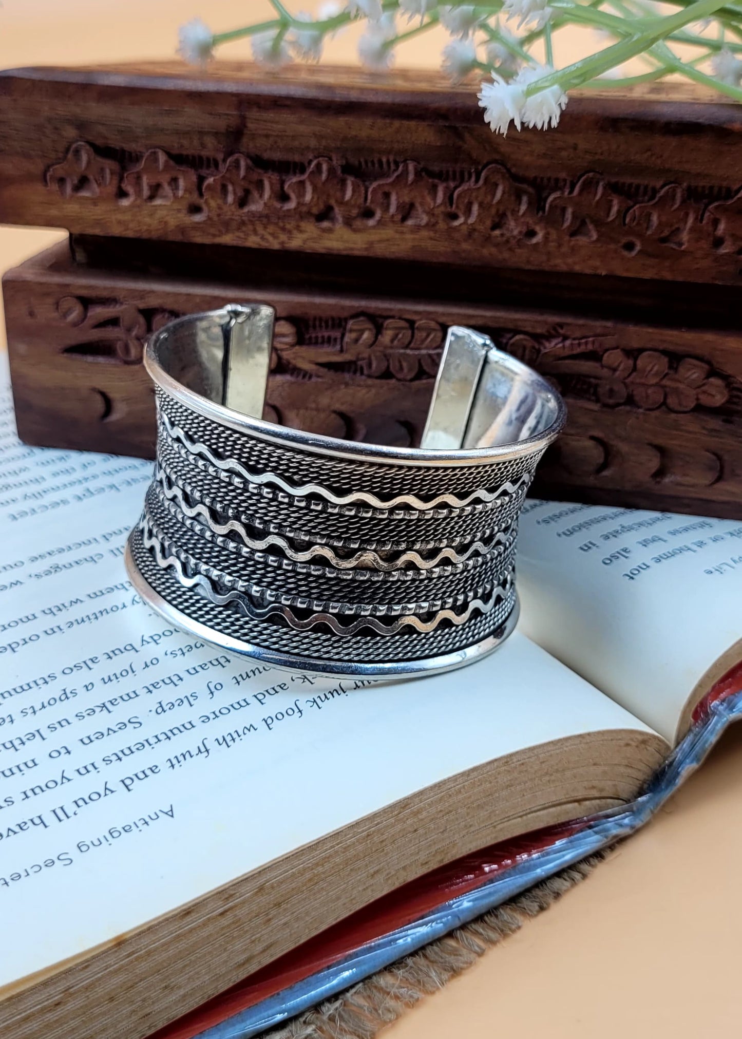 Brass Oxidized Zig-Zag Cuff Bracelet