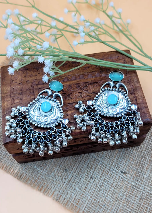 Premium Design Silver Replica Oxidised with Monalisa Stone