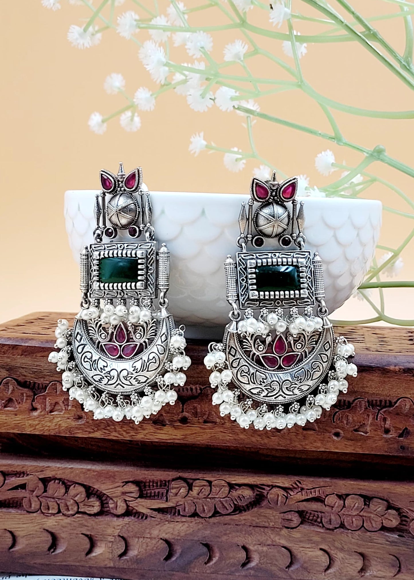 Brass Premium Peacock Dangler Earrings