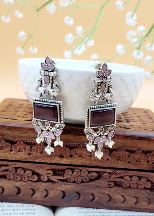 Brass Premium Ridhima Purple Dangler Earrings