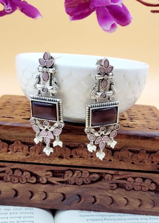 Brass Premium Ridhima Purple Dangler Earrings