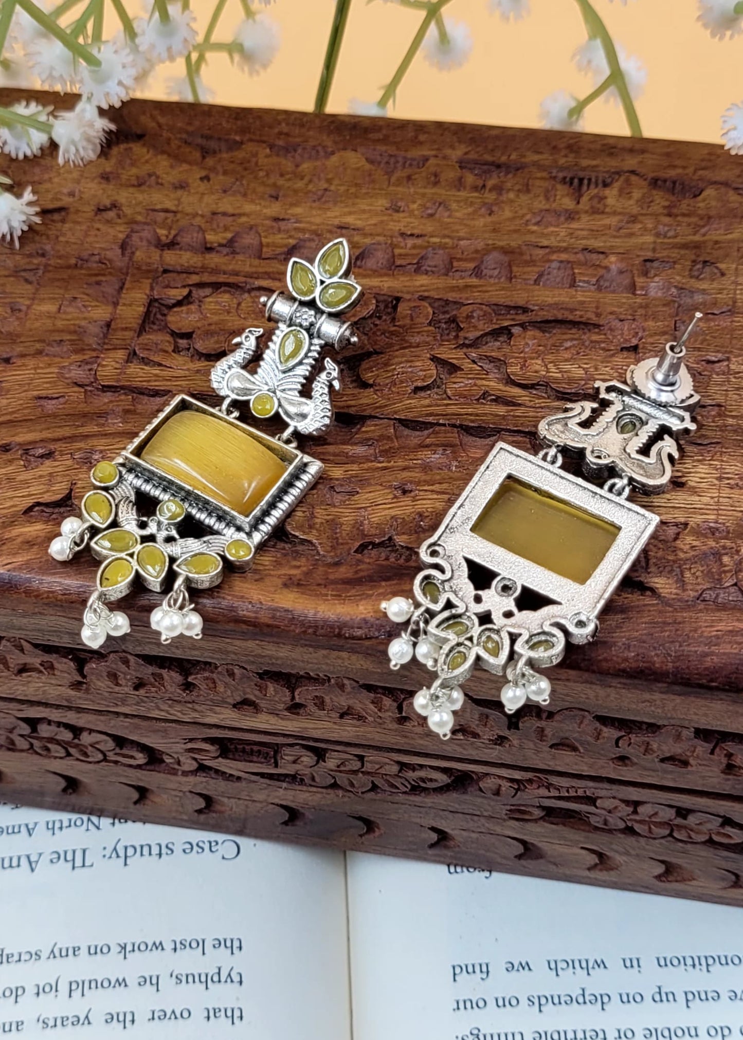 Premium Brass Ridhima Yellow Earrings