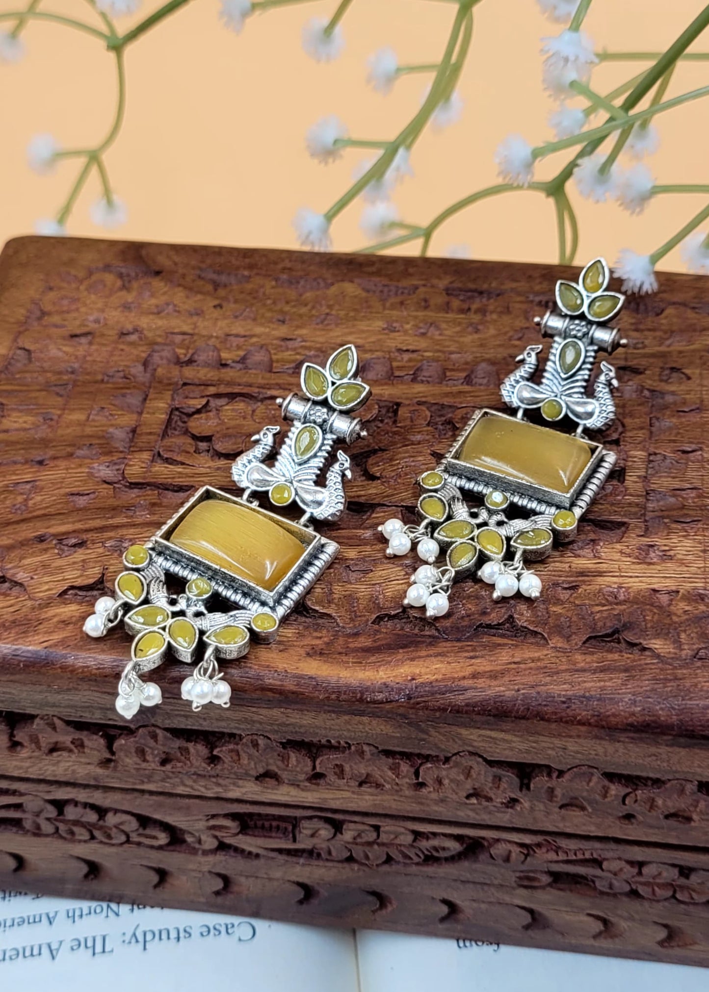 Premium Brass Ridhima Yellow Earrings