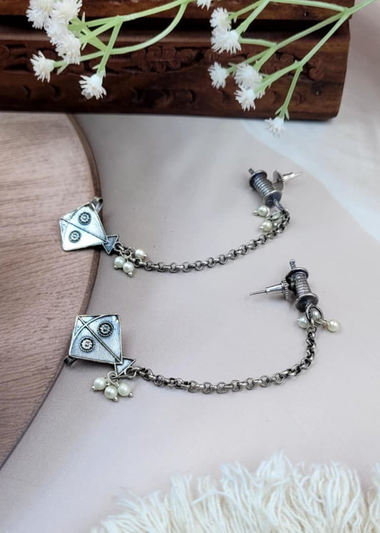 Brass Oxidised Ear cuffs Kite -Fly high