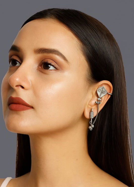 Brass Oxidised Ear cuffs Kite -Fly high