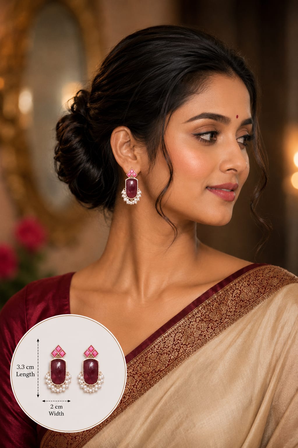 German Silver Monalisa Stone Premium Quality Studs