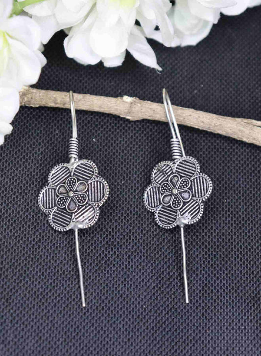 Pin bugadi oxidised silver earrings studs
