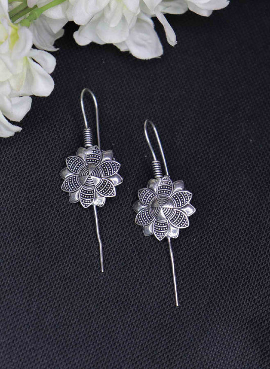 Pin bugadi oxidised silver earrings studs