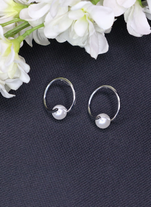 Pearl Dangle Drop Hoop Earrings