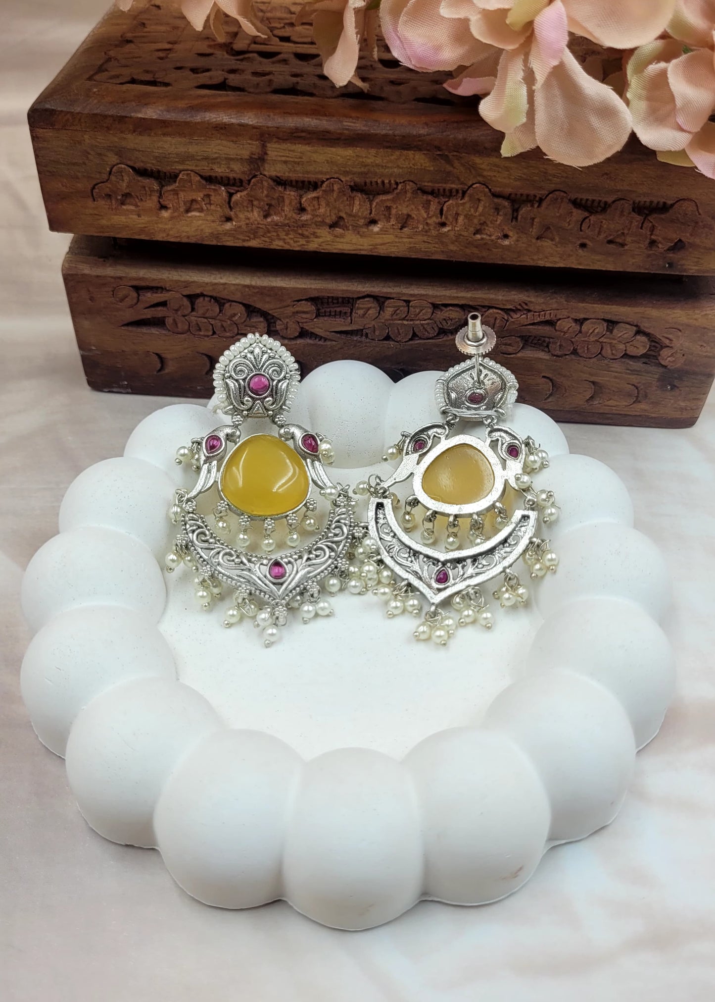 Brass Premium Diksha Yellow Dangler Earrings