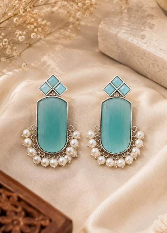 German Silver Monalisa Stone Premium Quality Studs