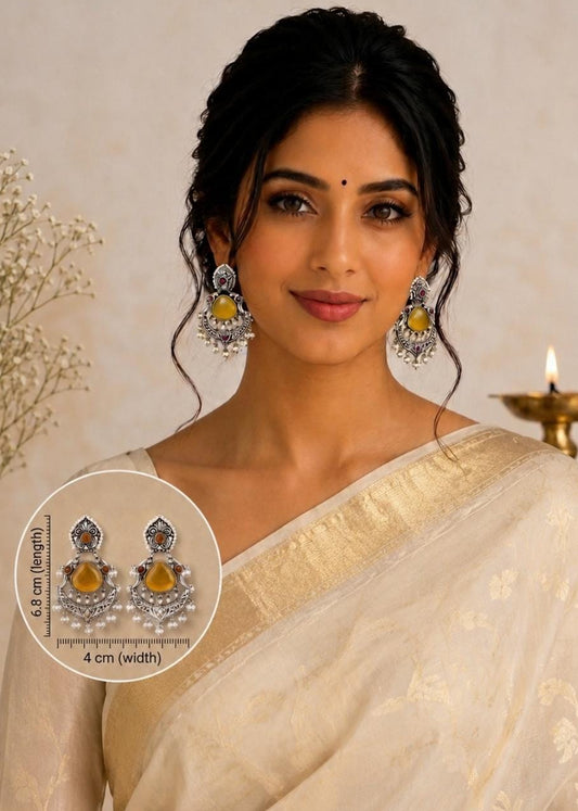 Brass Premium Diksha Yellow Dangler Earrings