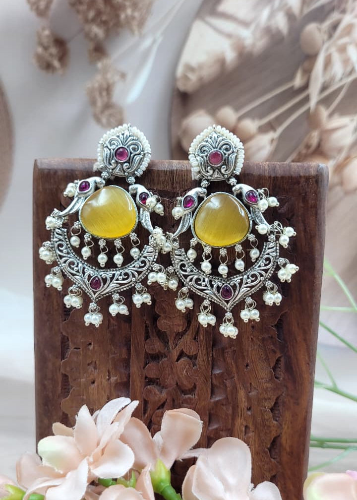 Brass Premium Diksha Yellow Dangler Earrings