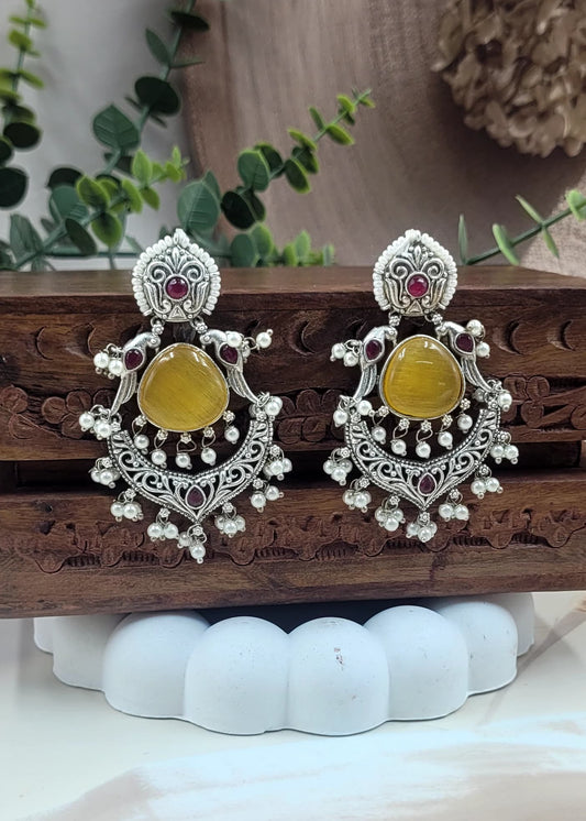 Brass Premium Diksha Yellow Dangler Earrings