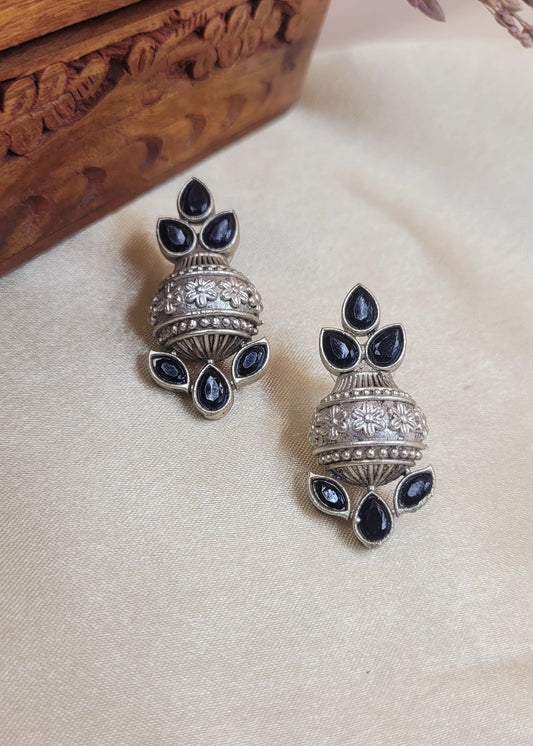 Kalash Shaped Monalisa Stones Stud Earrings