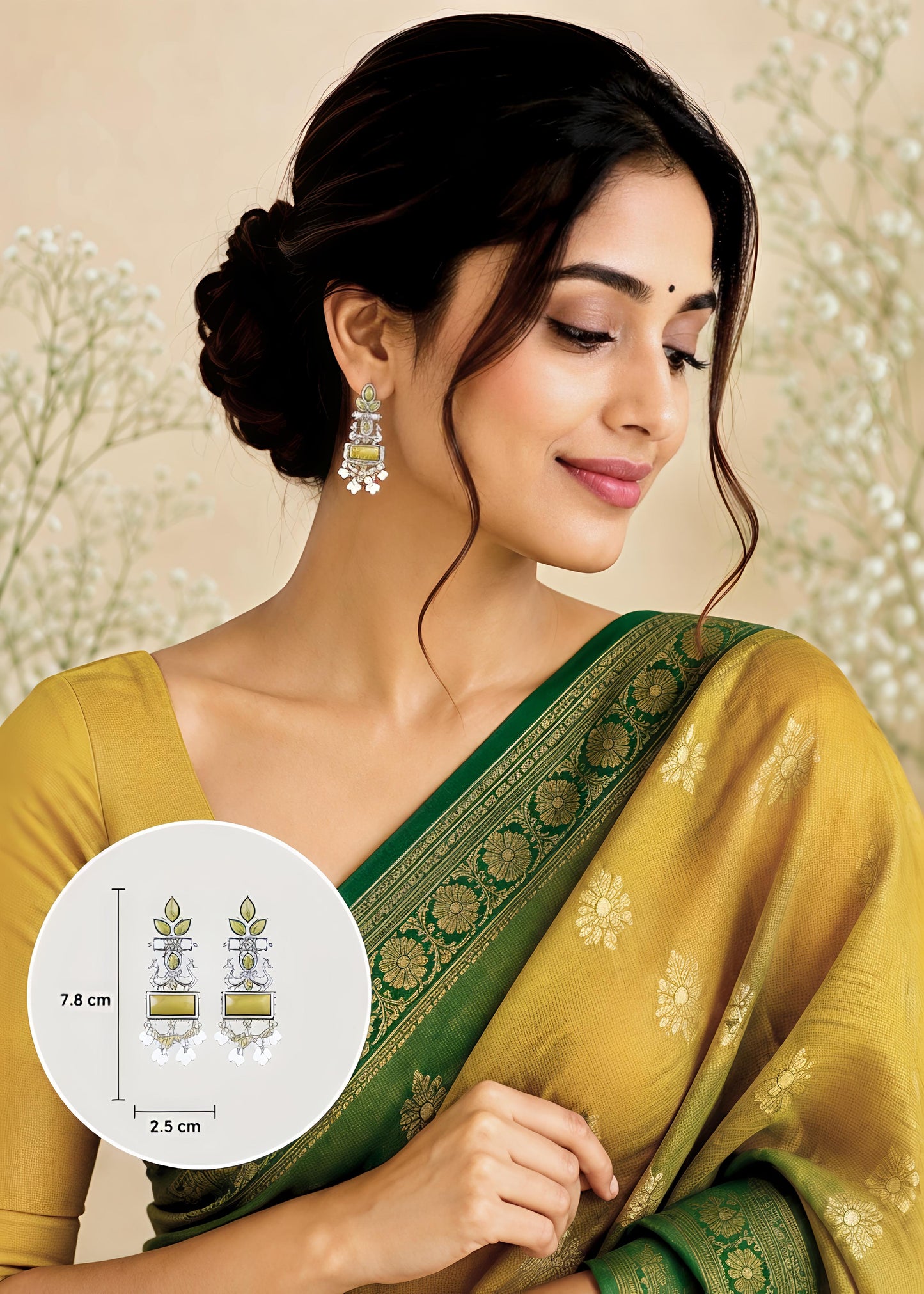 Premium Brass Ridhima Yellow Earrings