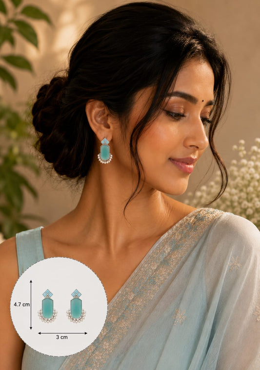 German Silver Monalisa Stone Premium Quality Studs