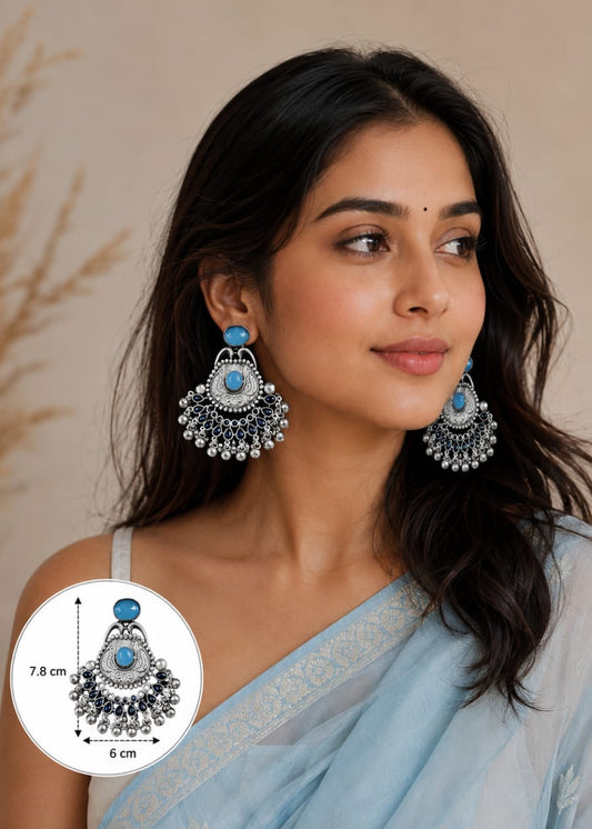 Premium Design Silver Replica Oxidised with Monalisa Stone