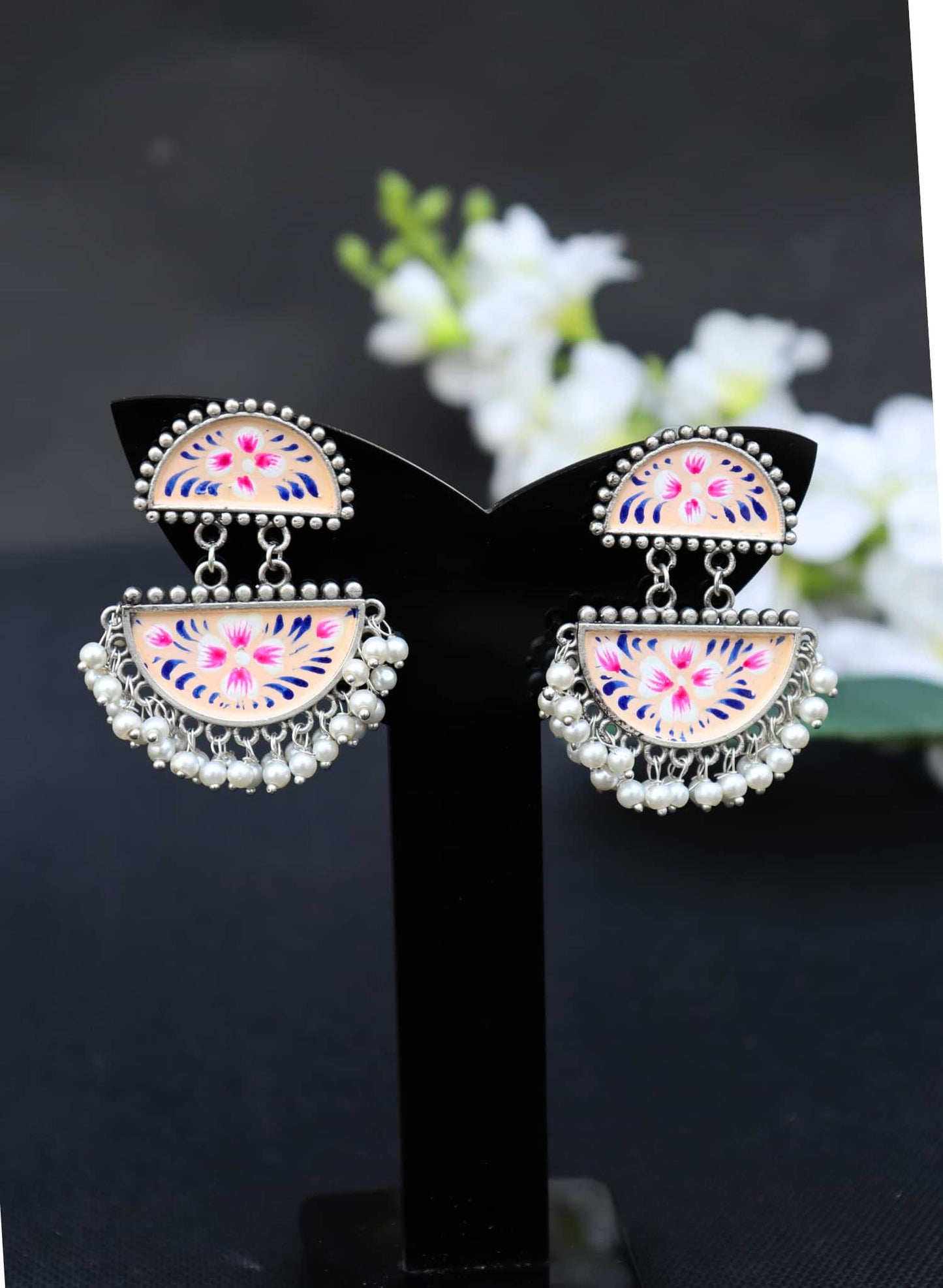 Zazzy Oxidised Hand-Painted Earrings