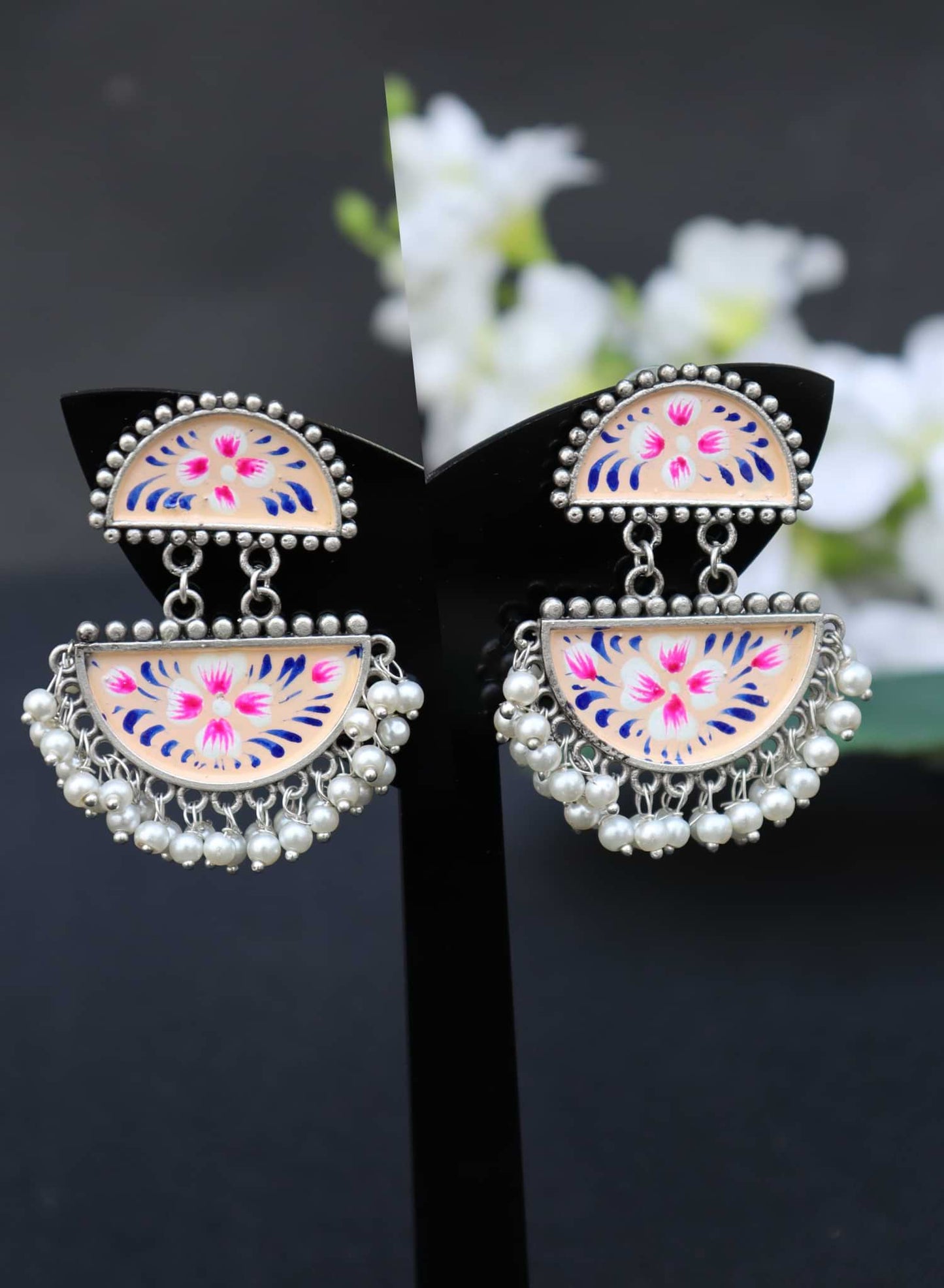 Zazzy Oxidised Hand-Painted Earrings