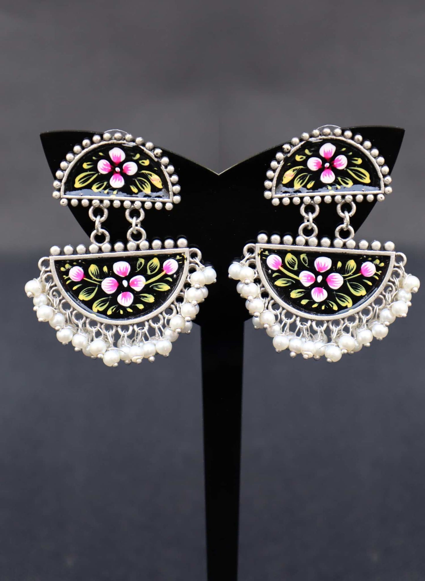 Zazzy Oxidised Hand-Painted Earrings
