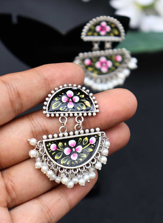 Zazzy Oxidised Hand-Painted Earrings