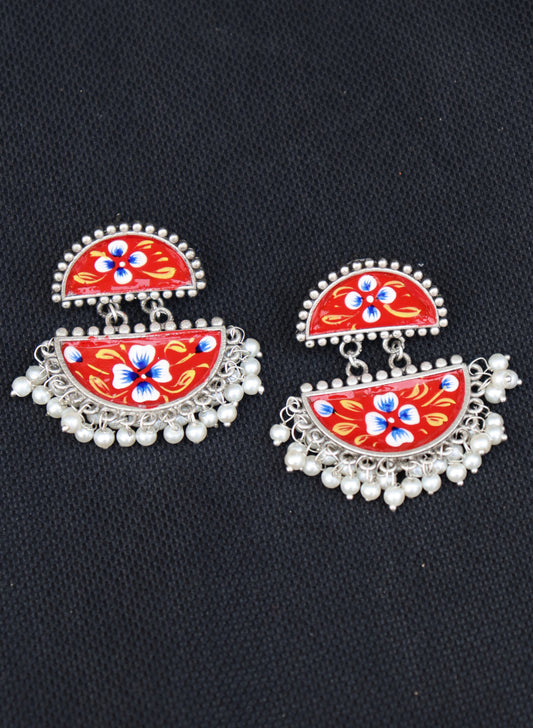 Zazzy Oxidised Hand-Painted Earrings