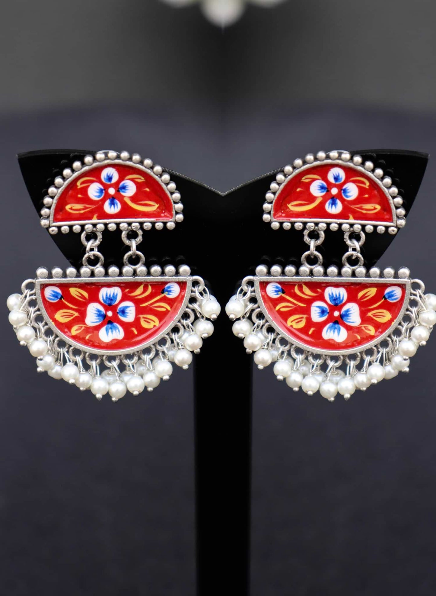 Zazzy Oxidised Hand-Painted Earrings