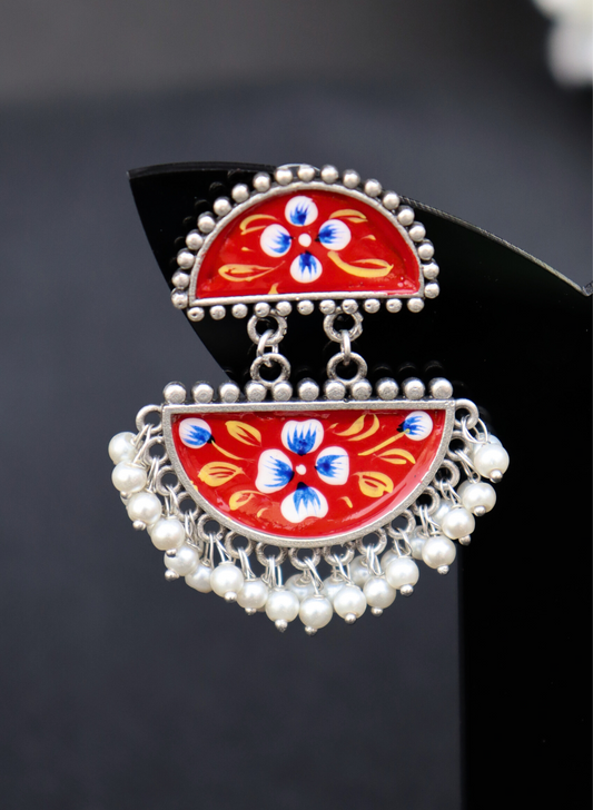 Zazzy Oxidised Hand-Painted Earrings
