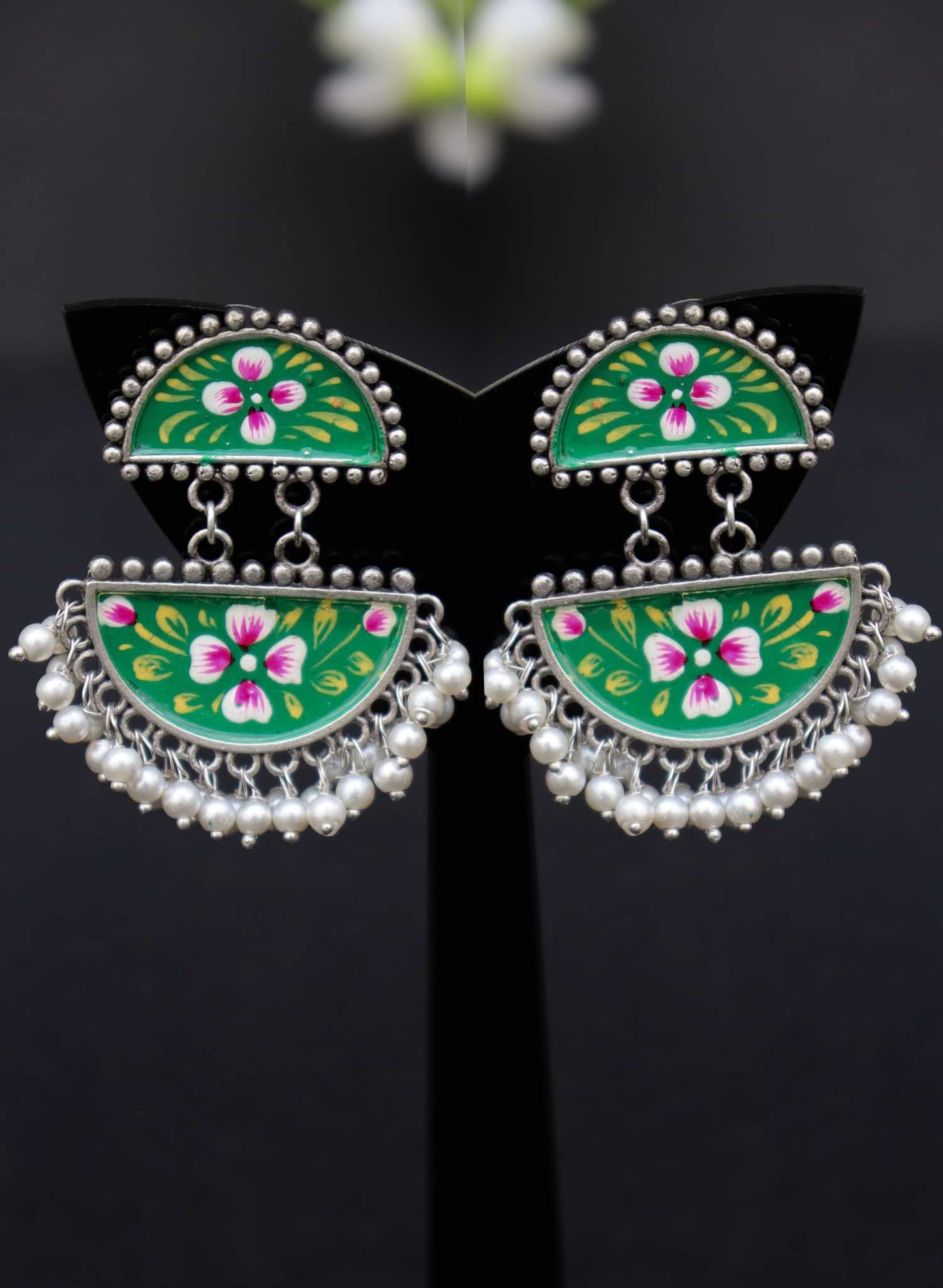 Zazzy Oxidised Hand-Painted Earrings
