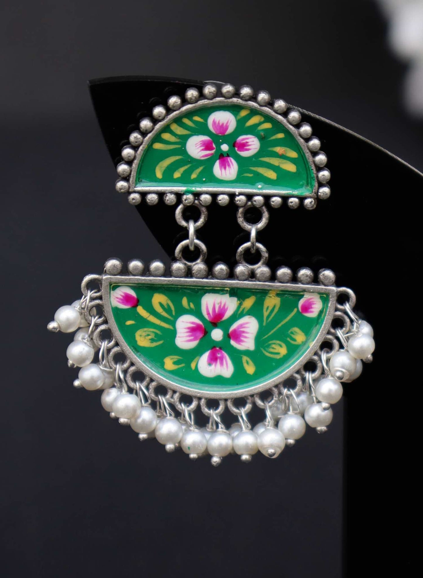 Zazzy Oxidised Hand-Painted Earrings