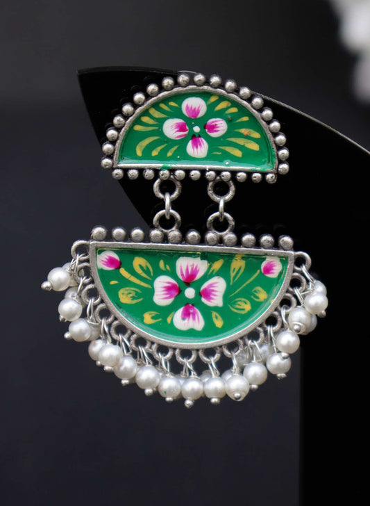 Zazzy Oxidised Hand-Painted Earrings