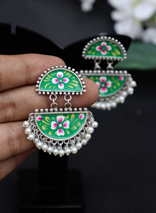 Zazzy Oxidised Hand-Painted Earrings