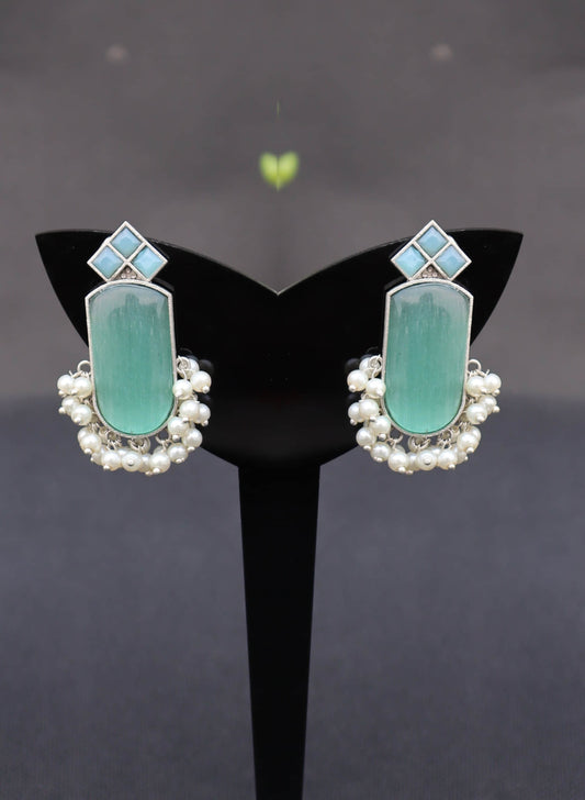 German Silver Monalisa Stone Premium Quality Studs
