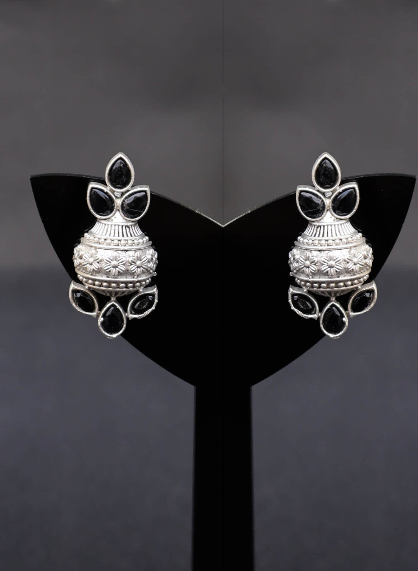 Kalash Shaped Monalisa Stones Stud Earrings